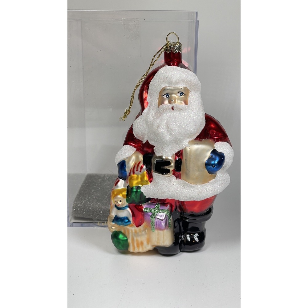 Santa Claus Toys Glass Blown Christmas Ornament 5" Holiday
